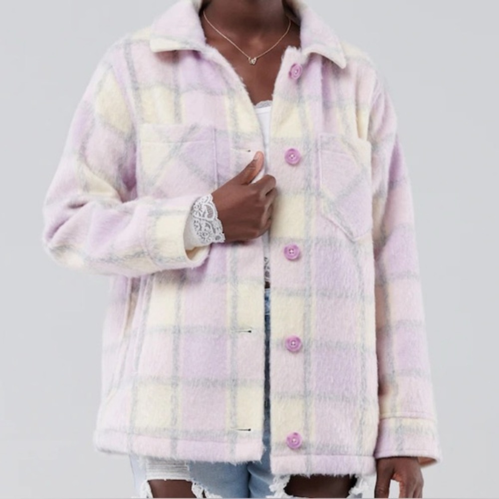 Hollister - Cozy Lavender Plaid Shacket
